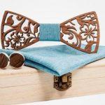 Coffret Noeud Papillon Bois - Caraganier Bleu