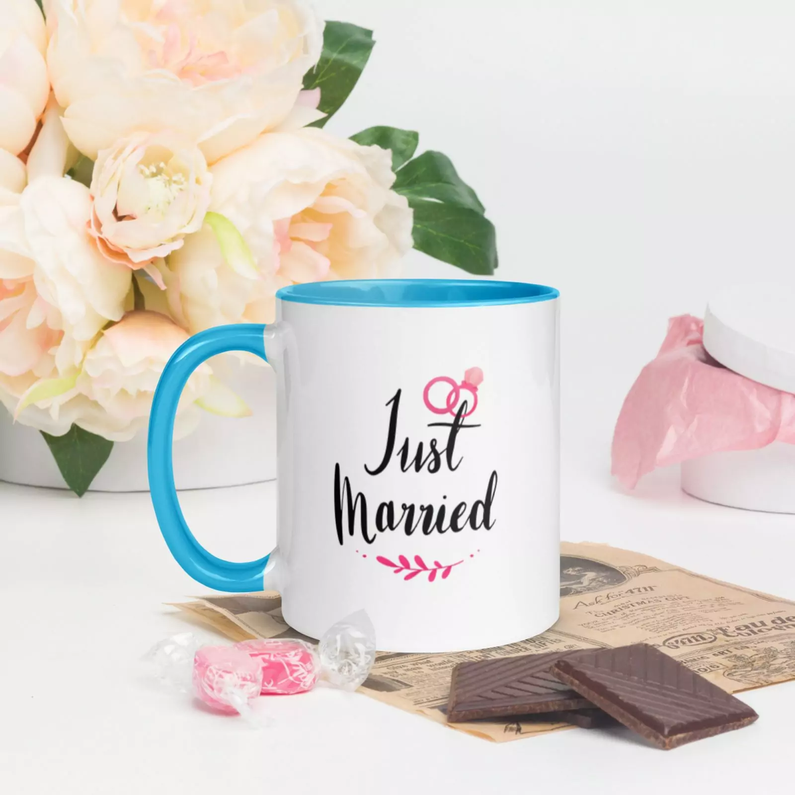 Mug Just Married à Intérieur Coloré – Image 7