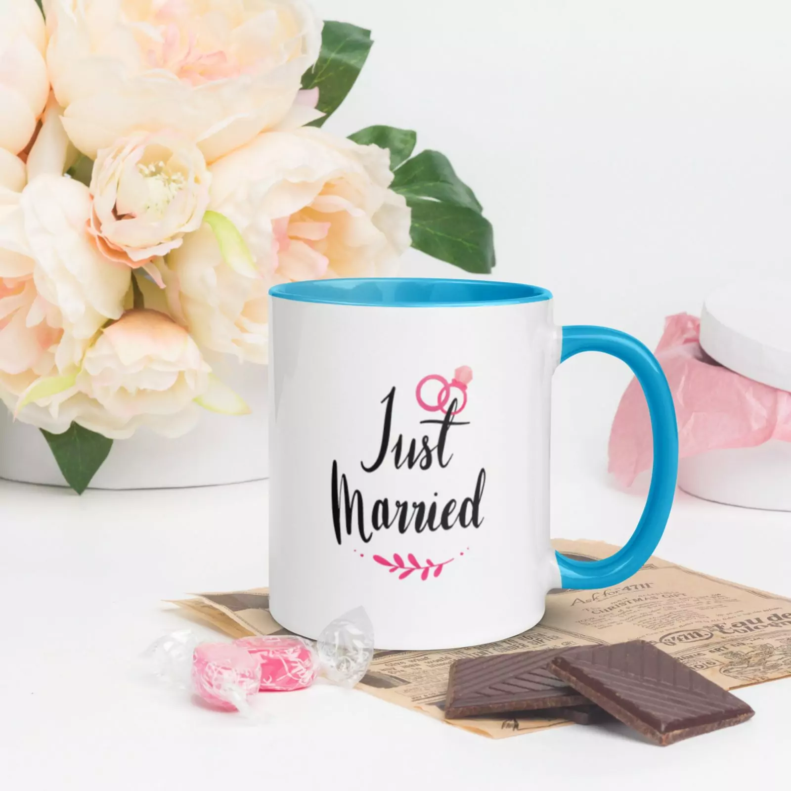 Mug Just Married à Intérieur Coloré – Image 8
