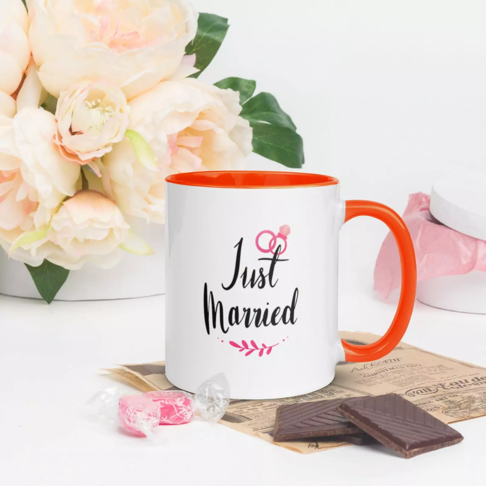 Mug Just Married à Intérieur Coloré – Image 5