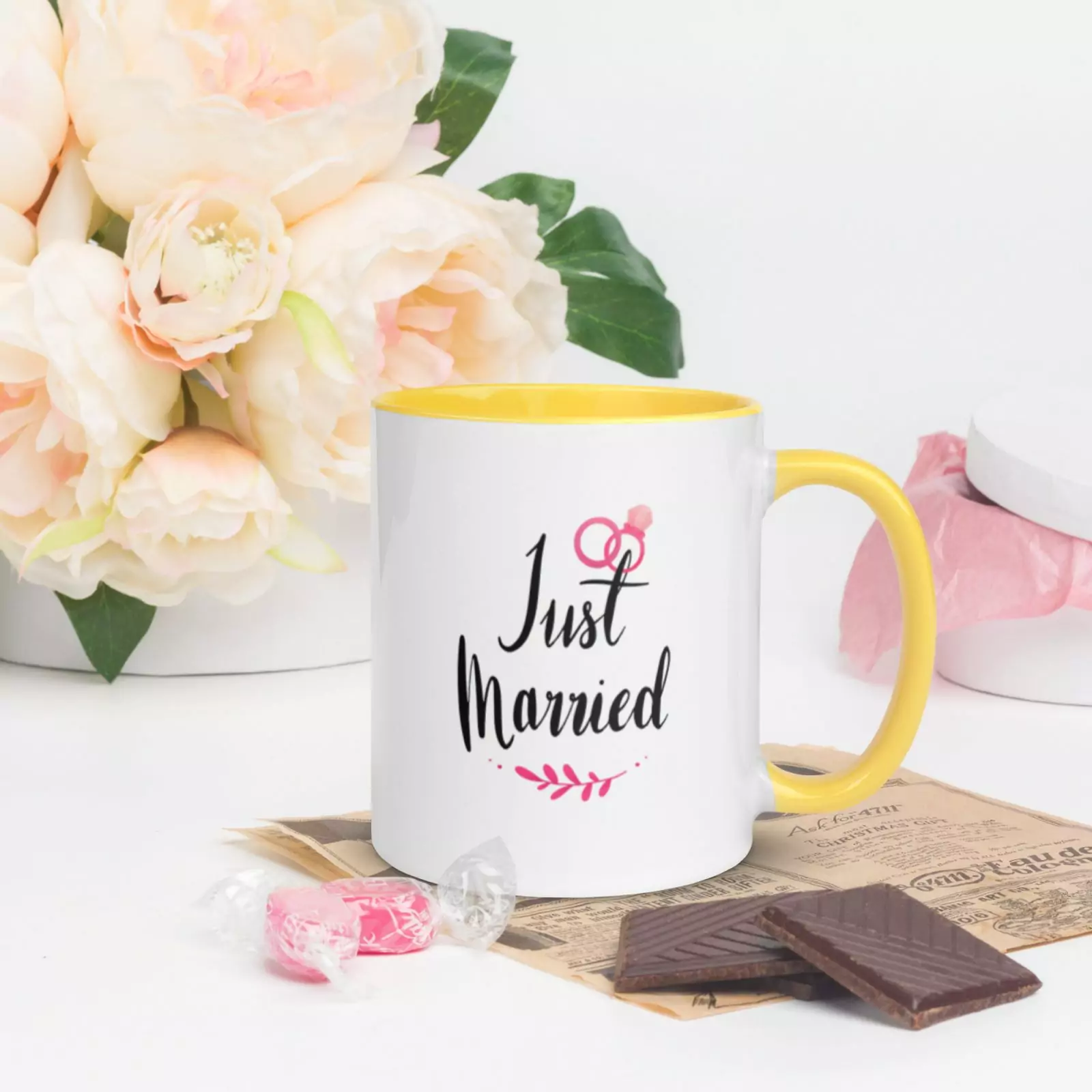 Mug Just Married à Intérieur Coloré – Image 14